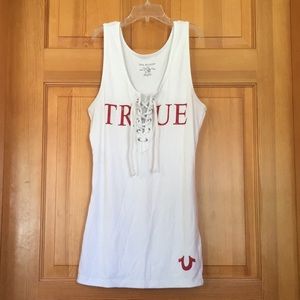 True religion lace up tank in size large